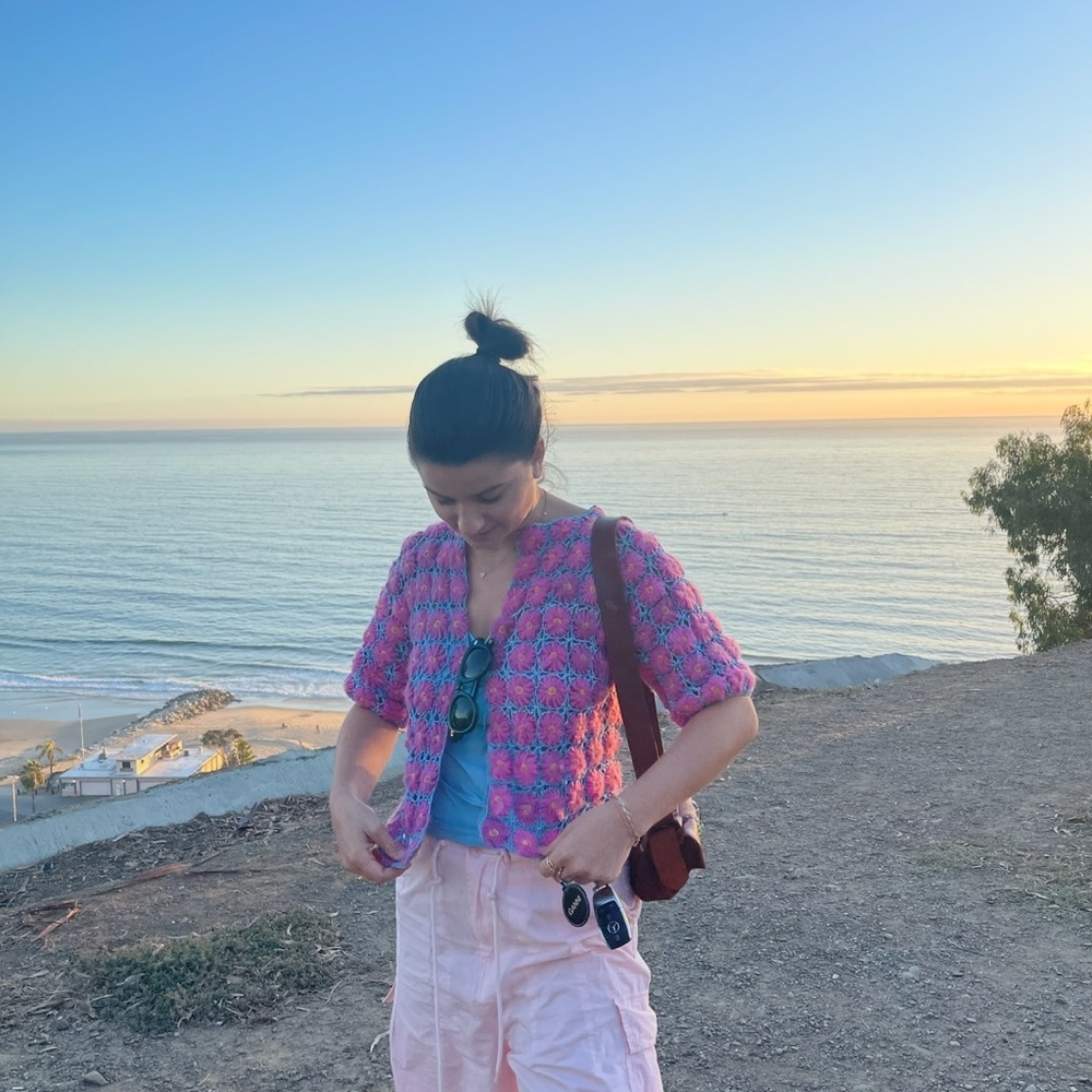 Vintage Crochet Flower Cardigan